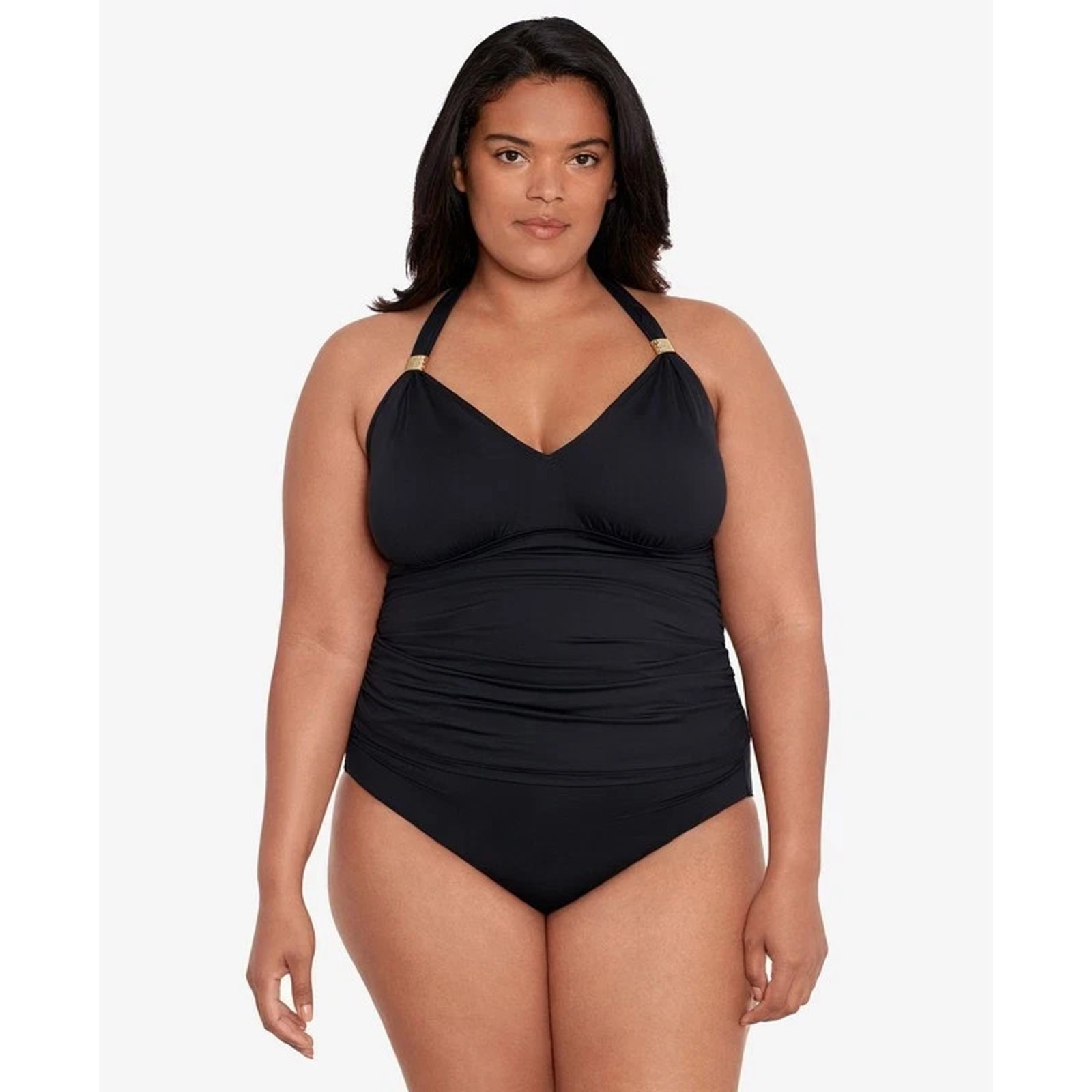 Lauren Ralph Lauren Plus Size Halter Tankini Top, Black, Size 18w 0476